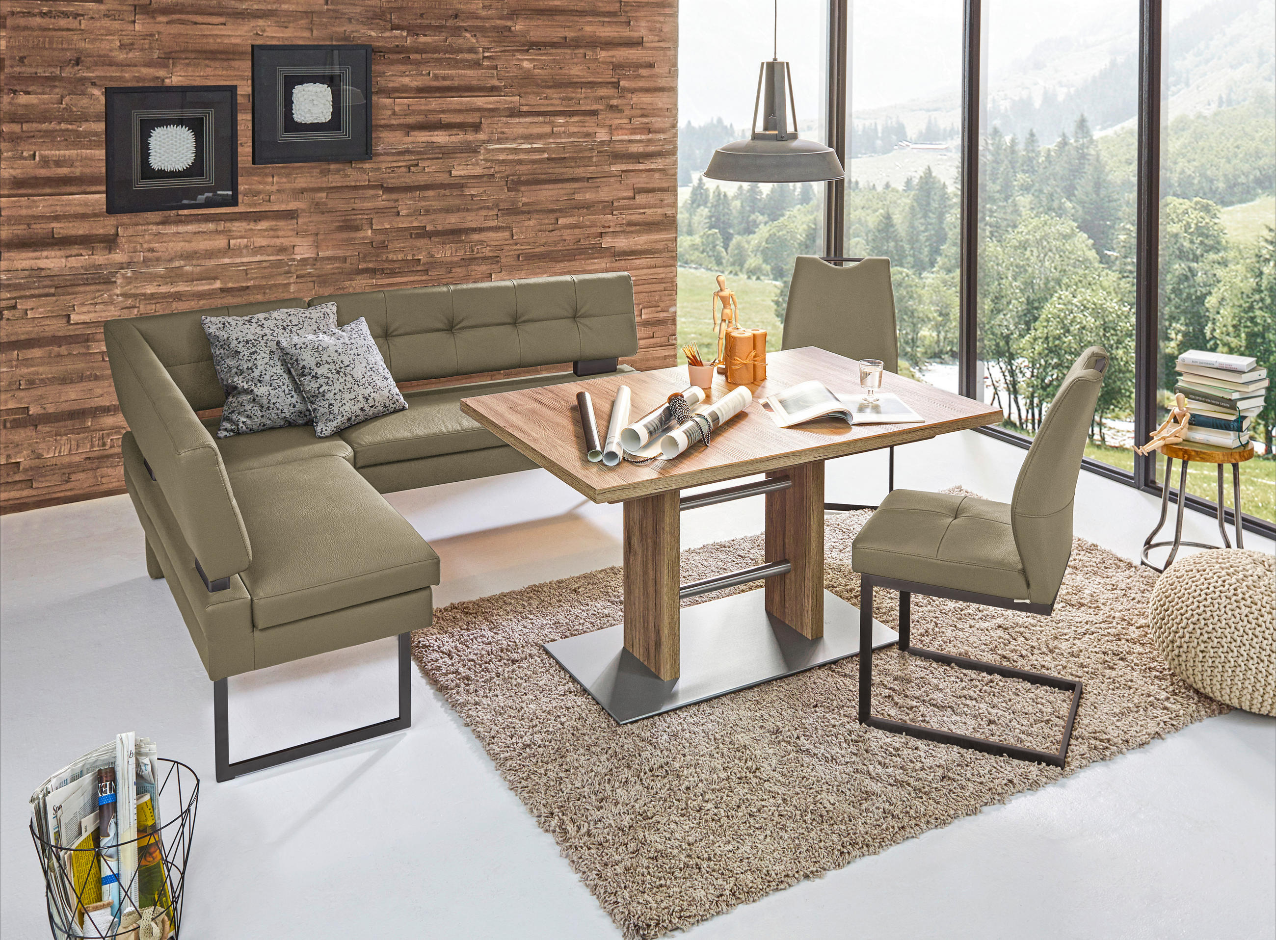 ECKBANK 158/200 cm Mikrofaser Grün - Schwarz/Grün, Design, Textil/Metall (158/200cm) - Dieter Knoll