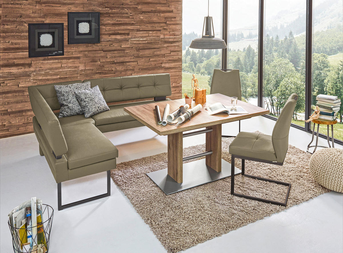 ECKBANK 158/200 cm Mikrofaser Grün   - Schwarz/Grün, Design, Textil/Metall (158/200cm) - Dieter Knoll