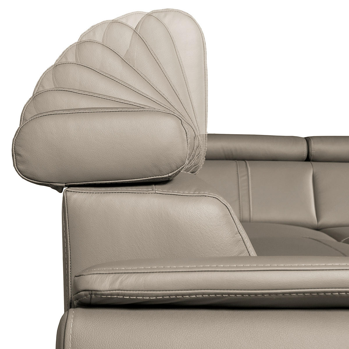 ECKSOFA Hellgrau Echtleder  - Wengefarben/Hellgrau, Design, Leder/Holz (265/211cm) - Livetastic