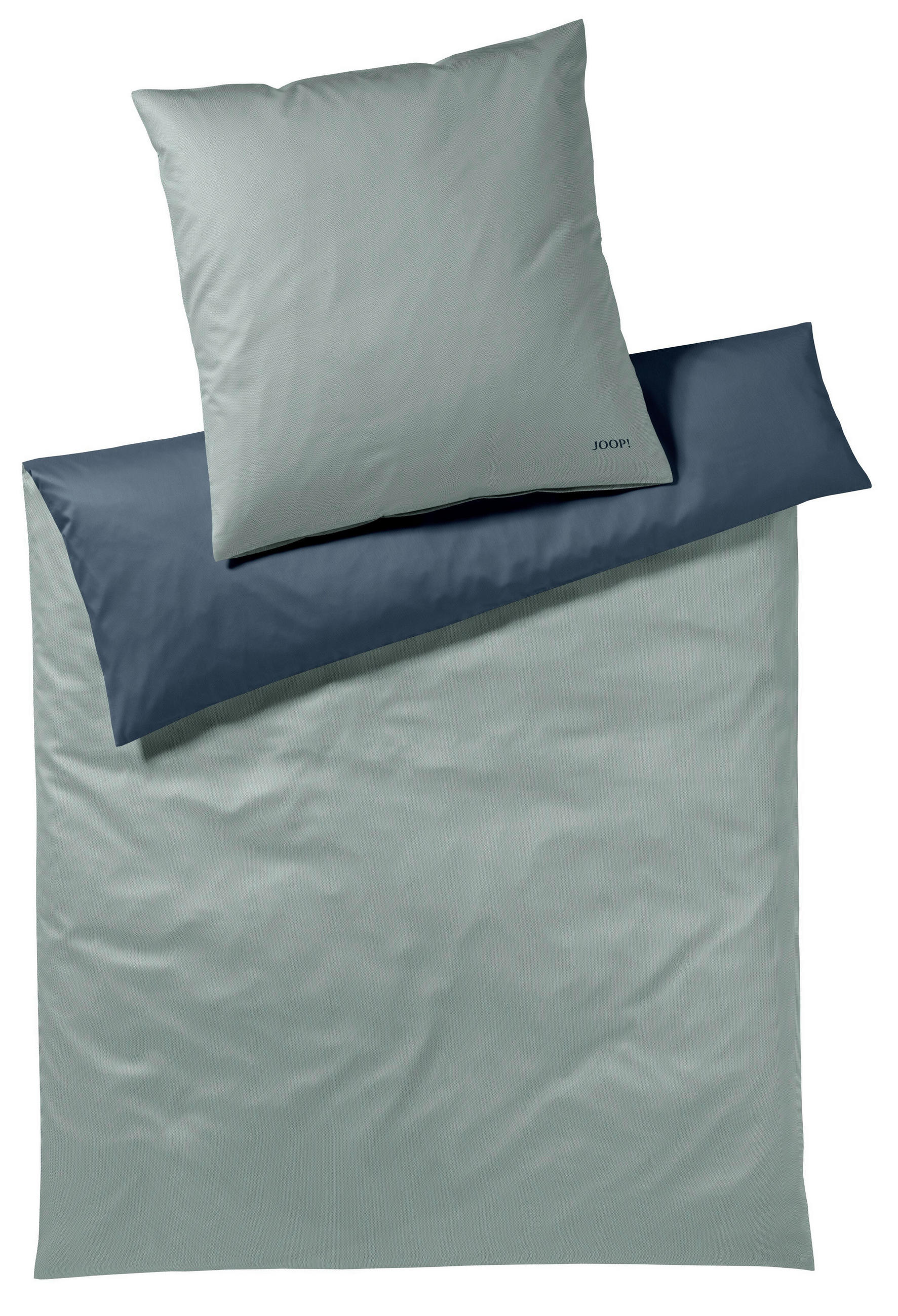 BETTWÄSCHESET Makosatin 160/210 cm  100 cm/65 cm  - Salbeigrün, Design, Textil (160/210cm) - Joop!