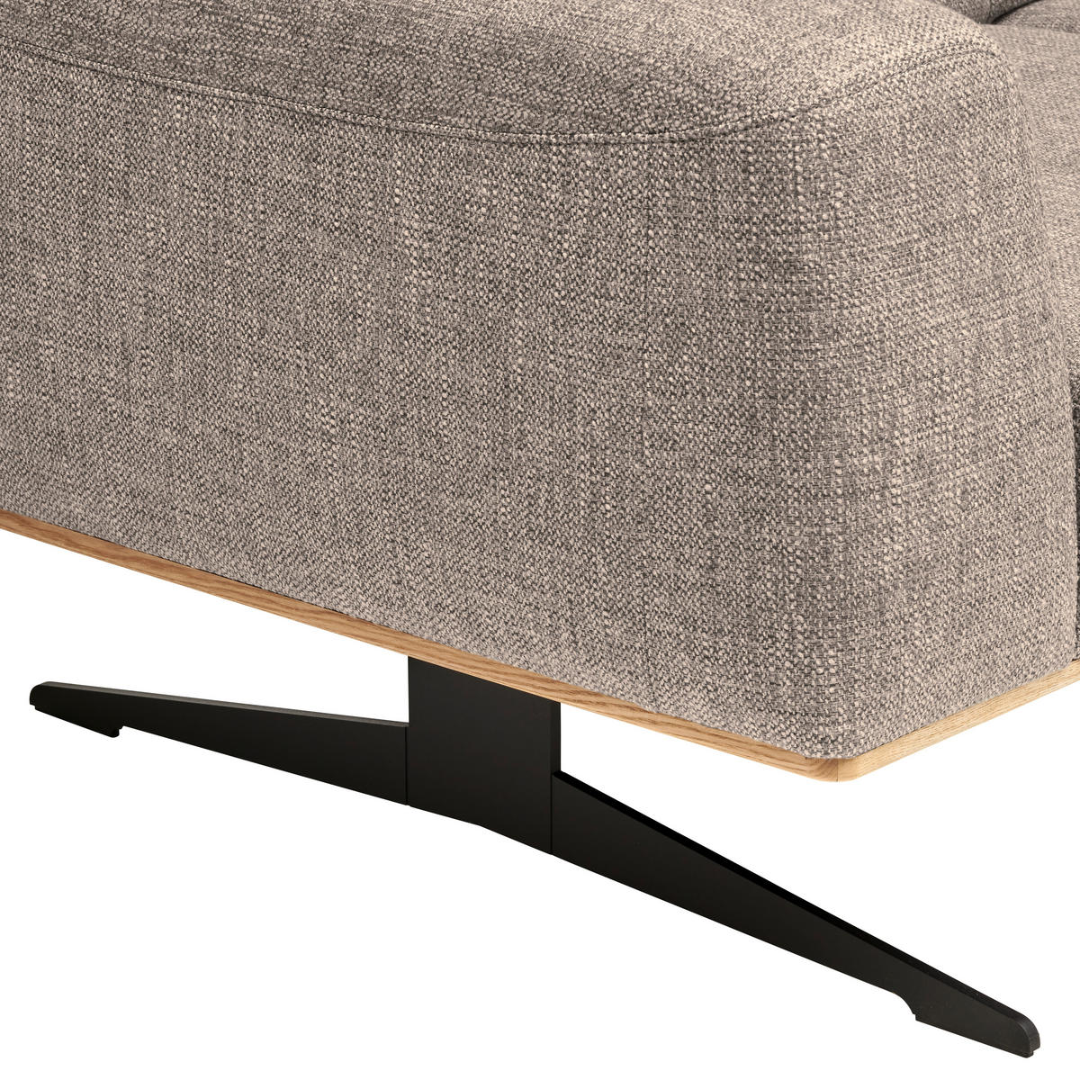 3-SITZER-SOFA in Struktur Cappuccino  - Schwarz/Cappuccino, Design, Textil/Metall (205/76-97/102cm) - Novel