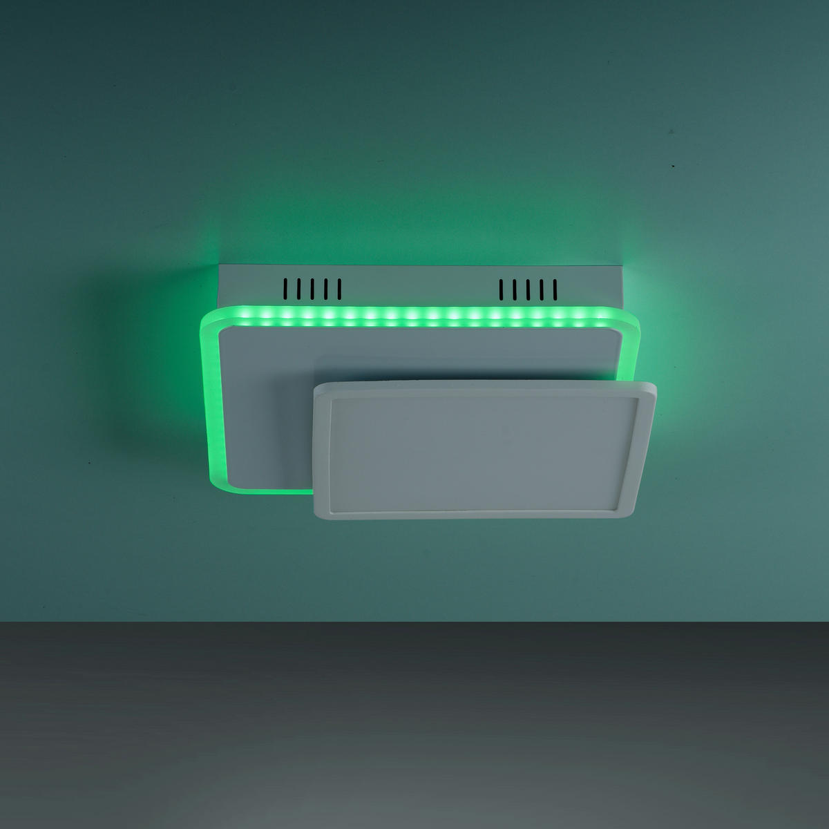 LED-Deckenleuchte 45,3/45,3/7,5 cm   - Weiß, Design, Kunststoff/Metall (45,3/45,3/7,5cm) - Globo