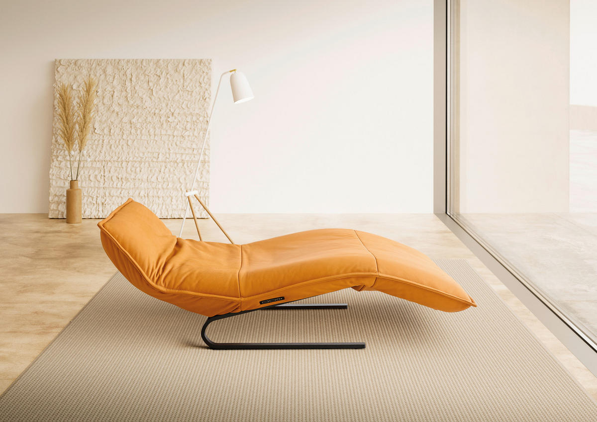 RELAXLIEGE Echtleder Orange  - Beige/Schwarz, Design, Leder/Metall (86/42-83/141-180cm) - Koinor