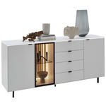 SIDEBOARD Weiß  186/82,8/46 cm  - Schwarz/Weiß, Design, Glas/Holzwerkstoff (186/82,8/46cm) - Dieter Knoll