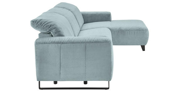 ECKSOFA in Cord Hellblau  - Schwarz/Hellblau, KONVENTIONELL, Textil/Metall (266/180cm) - Hom`in