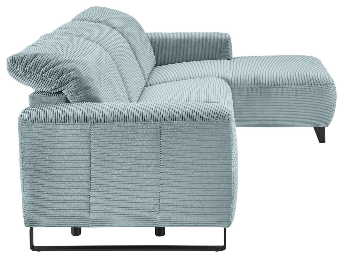 ECKSOFA in Cord Hellblau  - Schwarz/Hellblau, Konventionell, Textil/Metall (266/180cm) - Hom`in