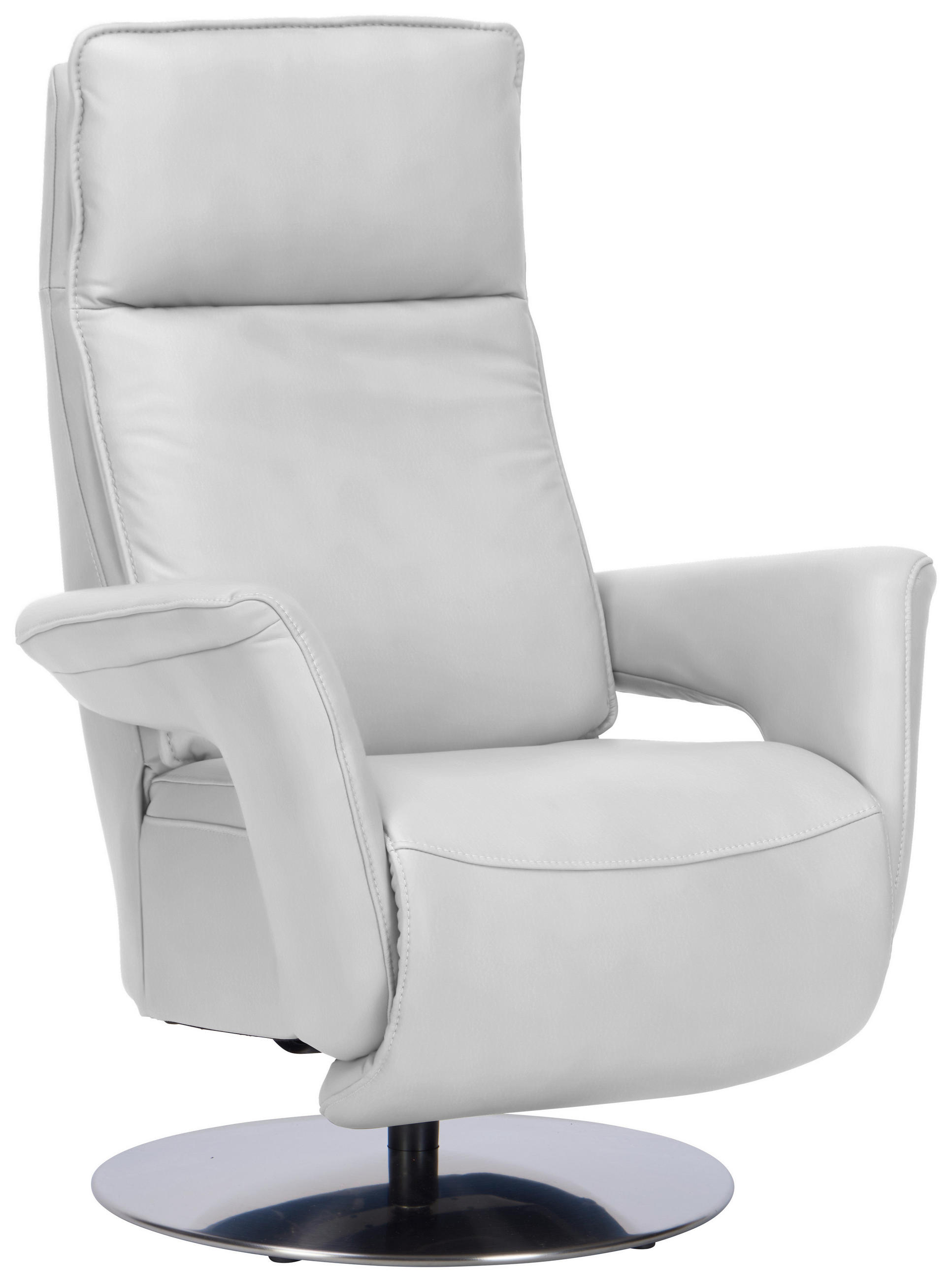 RELAXSESSEL in Leder Weiss  - Weiss/Edelstahlfarben, Design, Leder/Metall (83/112/87-174cm) - Valdera