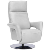 RELAXSESSEL in Leder Weiss  - Weiss/Edelstahlfarben, Design, Leder/Metall (83/112/87-174cm) - Valdera