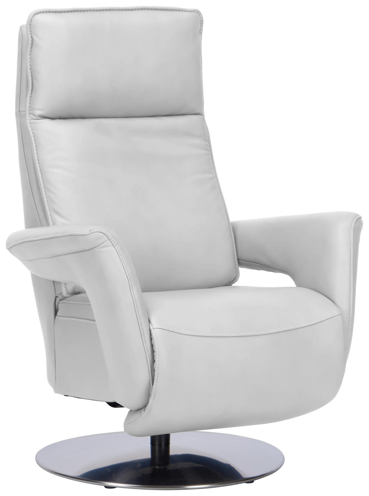 RELAXSESSEL in Leder Weiss  - Weiss/Edelstahlfarben, Design, Leder/Metall (83/112/87-174cm) - Valdera