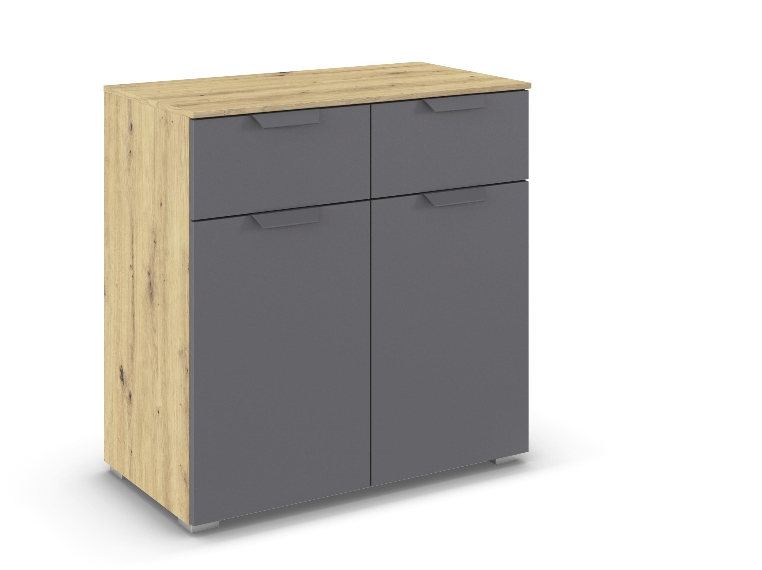 Carryhome Kommode Dunkelgrau, Eiche Artisan 80x81x42 cm