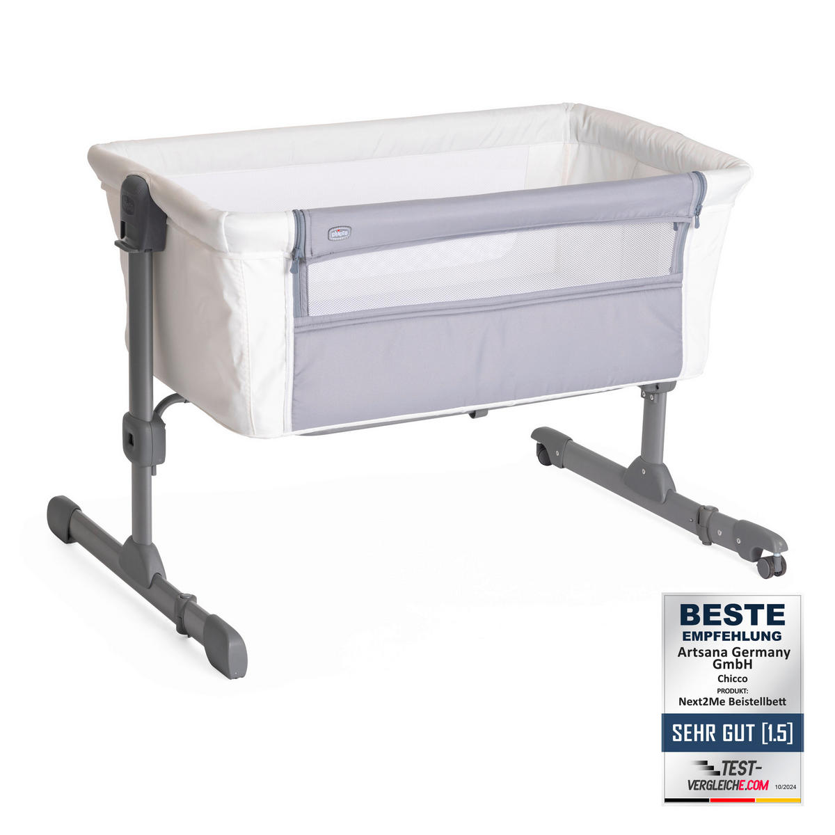 BEISTELLBETT Next2Me  - Grau, Basics, Textil/Metall (98/65/80/70,5cm) - Chicco