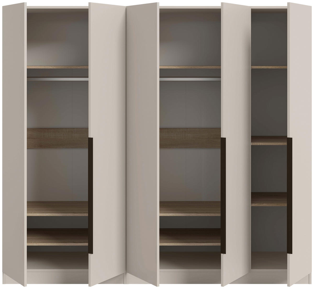 DREHTÜRENSCHRANK  in Kaschmir  - Kaschmir/Schwarz, MODERN, Holzwerkstoff/Kunststoff (200/181/52cm) - Livetastic