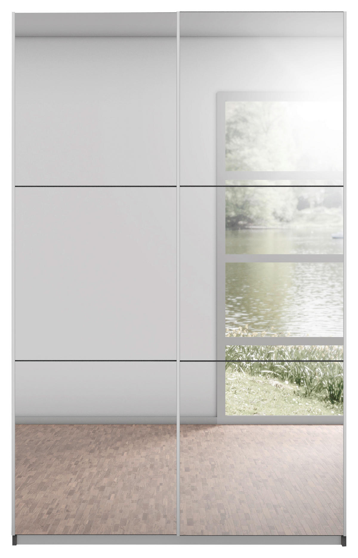 SCHWEBETÜRENSCHRANK 131/210/59 cm 2-türig Silberfarben, Graphitfarben  - Silberfarben/Alufarben, MODERN, Glas/Holzwerkstoff (131/210/59cm) - Rauch Möbel