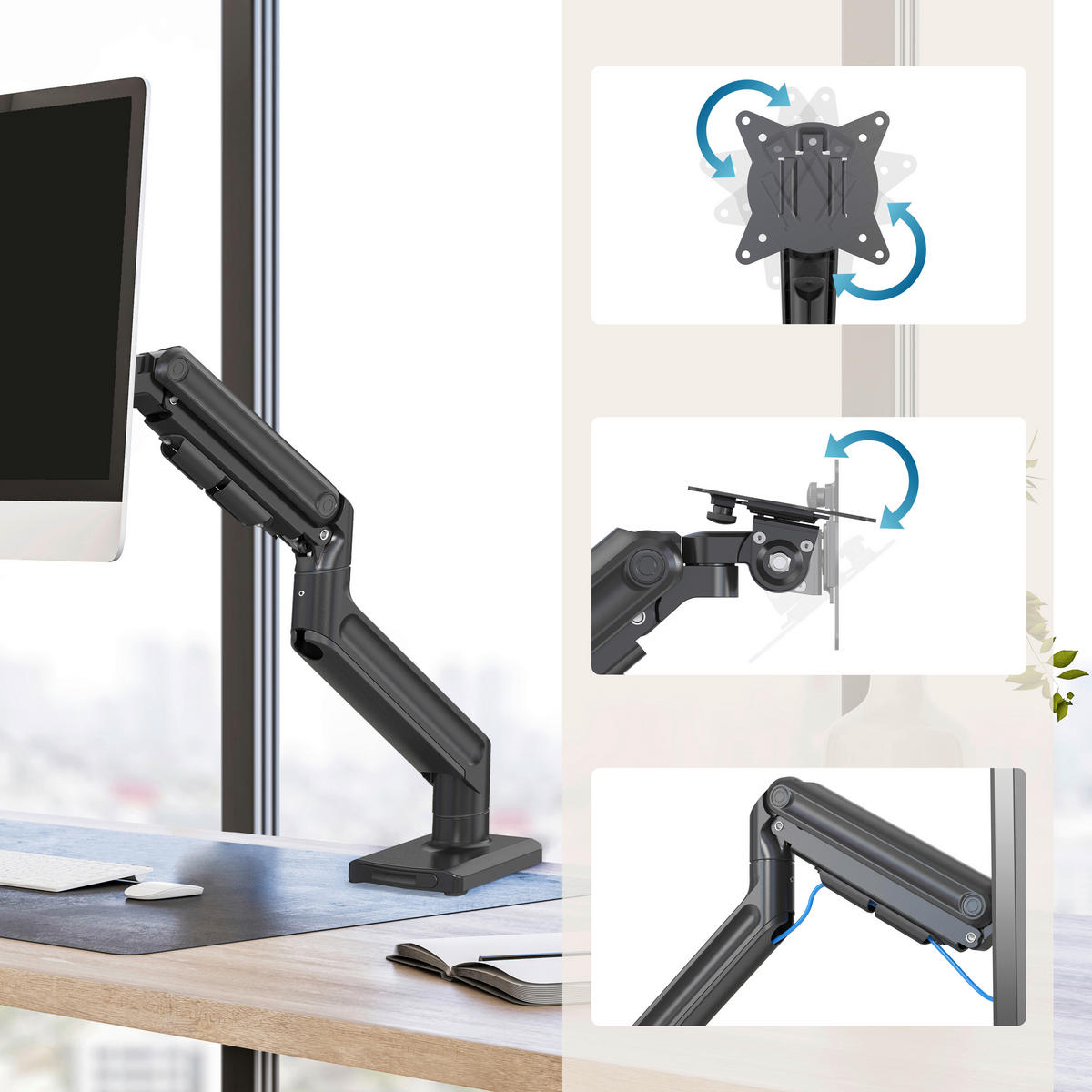 MONITORARM - svart, Modern, metall (40/56,5/53,3cm) - MID.YOU