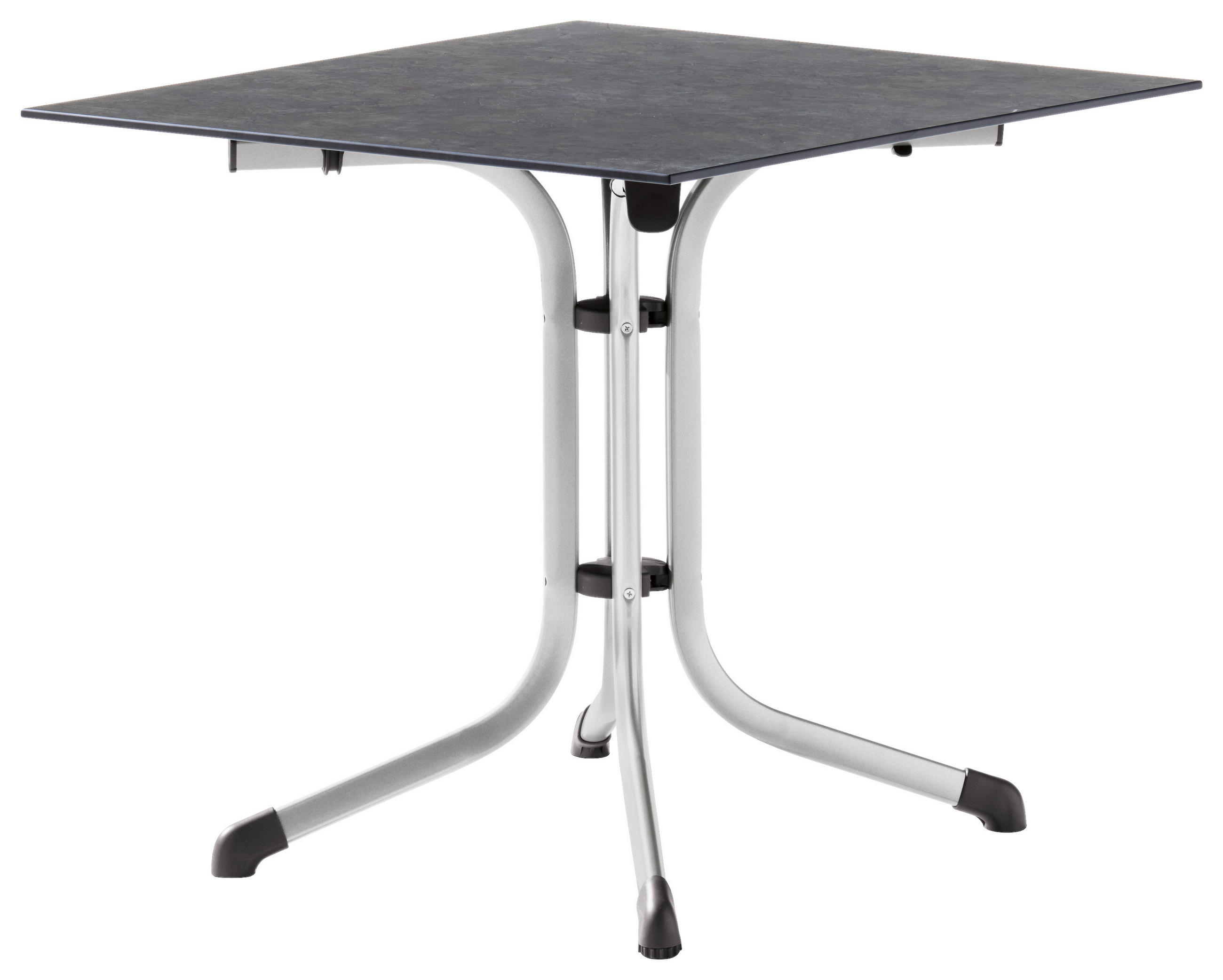 GARTENKLAPPTISCH 80/80/73 cm Kunststoff, Metall quadratisch  - Schieferfarben/Graphitfarben, Basics, Kunststoff/Metall (80/80/73cm) - Sieger