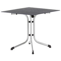 GARTENKLAPPTISCH 80/80/73 cm Kunststoff, Metall quadratisch  - Schieferfarben/Graphitfarben, Basics, Kunststoff/Metall (80/80/73cm) - Sieger