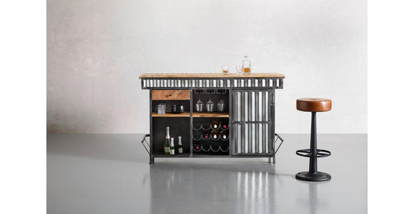 BAR Mangoholz Hartholz Anthrazit, Grau - Anthrazit/Grau, Trend, Holz/Metall (168/103/55cm) - Landscape