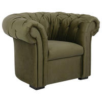 CHESTERFIELD-SESSEL Velours Olivgrün  - Schwarz/Olivgrün, Design, Holz/Textil (114/78/91cm) - MID.YOU