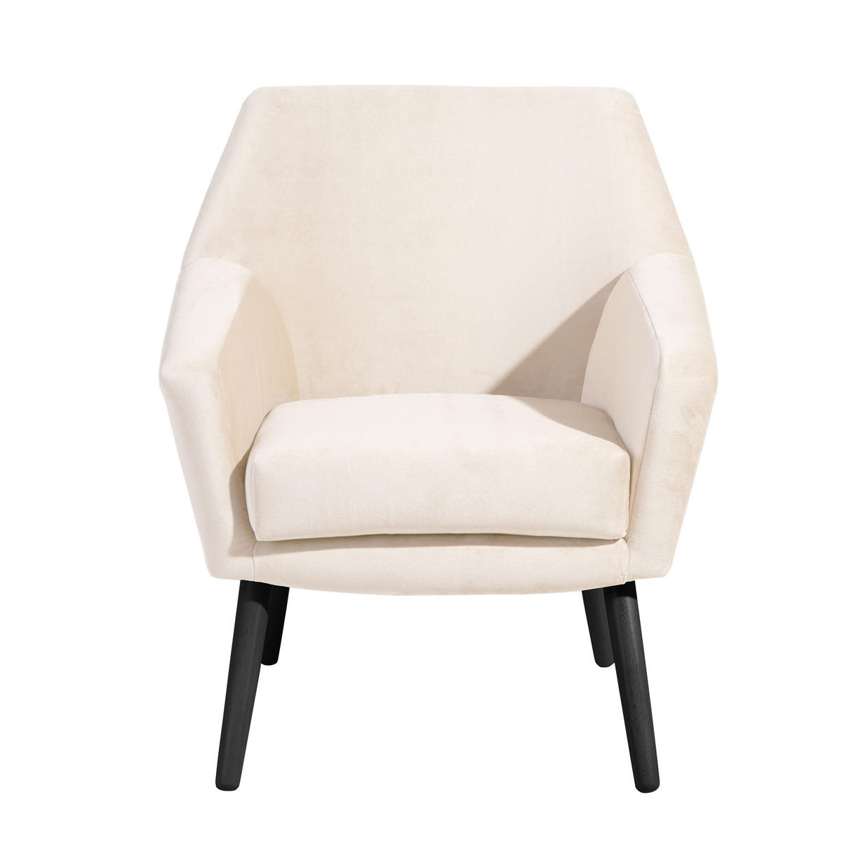 SESSEL in Samt, Velours Creme, Schwarz  - Creme/Schwarz, Design, Holz/Textil (67/81/71cm) - Max Winzer