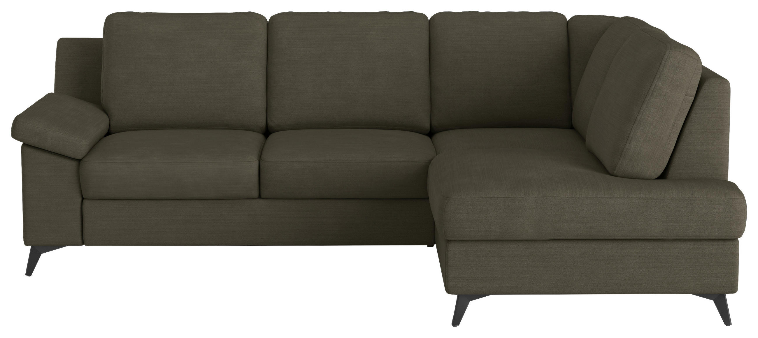ECKSOFA Dunkelgrün Flachgewebe Bettkasten, Schlaffunktion, Rücken echt, Stauraum  - Dunkelgrün/Schwarz, KONVENTIONELL, Textil/Metall (242/170cm) - Cotta