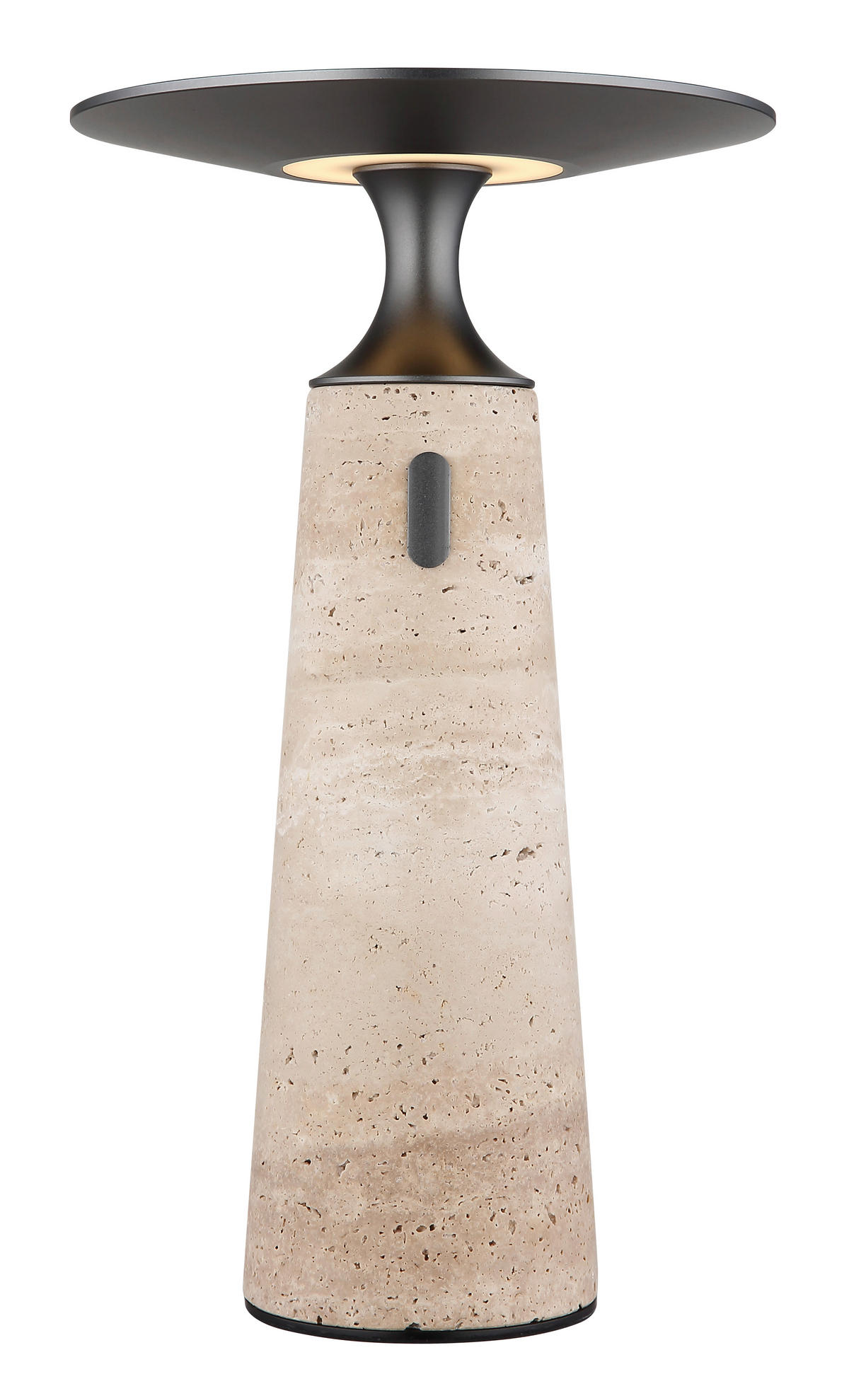 AKKU-TISCHLEUCHTE TRAVERTIN 20/33,6 cm  - Graphitfarben/Weiß, Design, Kunststoff/Stein (20/33,6cm)