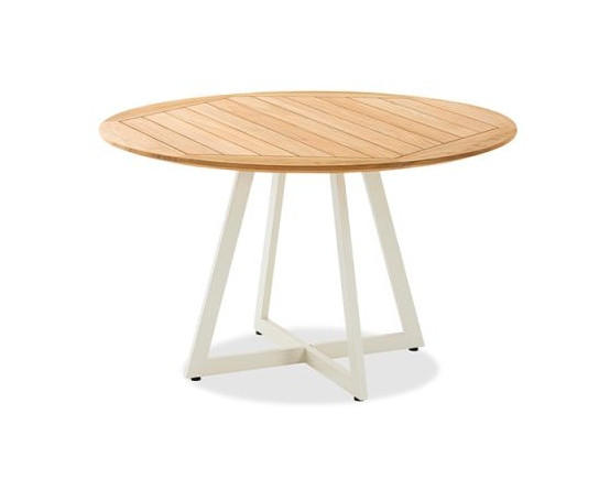 GARTENTISCH 125/125/75,5 cm Holz Teakfarben, Grauweiss rund  - Grauweiss/Teakfarben, Design, Holz/Metall (125/125/75,5cm) - Niehoff Garden