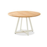 GARTENTISCH 125/125/75,5 cm Holz Teakfarben, Grauweiss rund  - Grauweiss/Teakfarben, Design, Holz/Metall (125/125/75,5cm) - Niehoff Garden