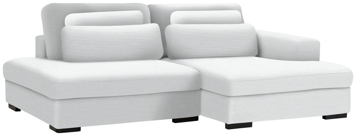 ECKSOFA in Cord, Velours Silberfarben  - Silberfarben/Schwarz, Design, Kunststoff/Textil (223/158cm) - Lomoco