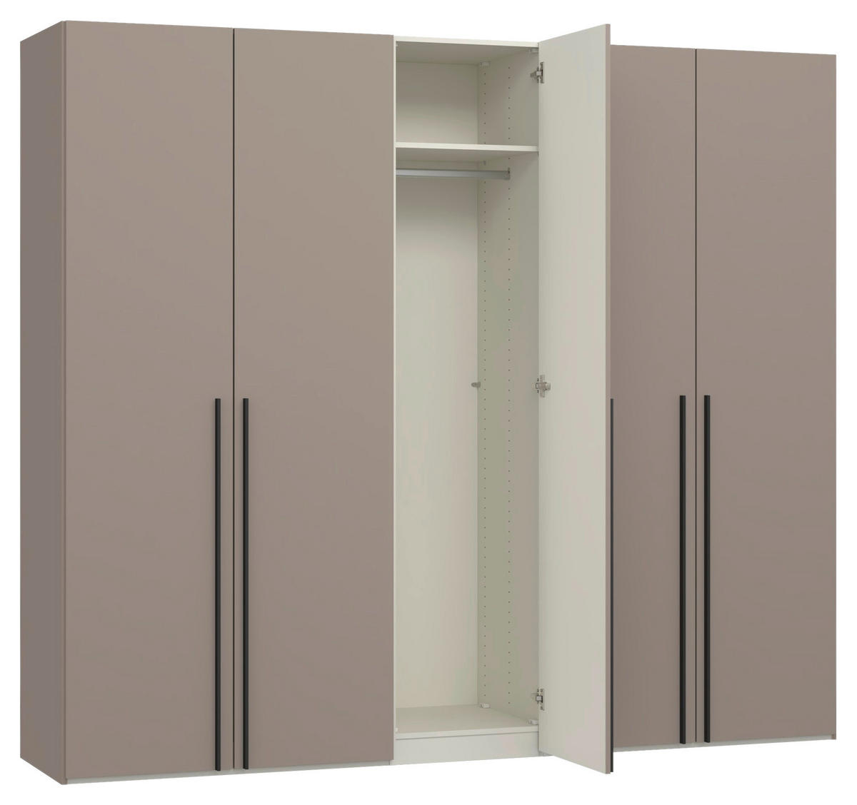 DREHTÜRENSCHRANK 253/220/59 cm,  in Hellbraun, 5-türig  - Hellbraun/Schwarz, Design, Holzwerkstoff/Metall (253/220/59cm) - Jutzler