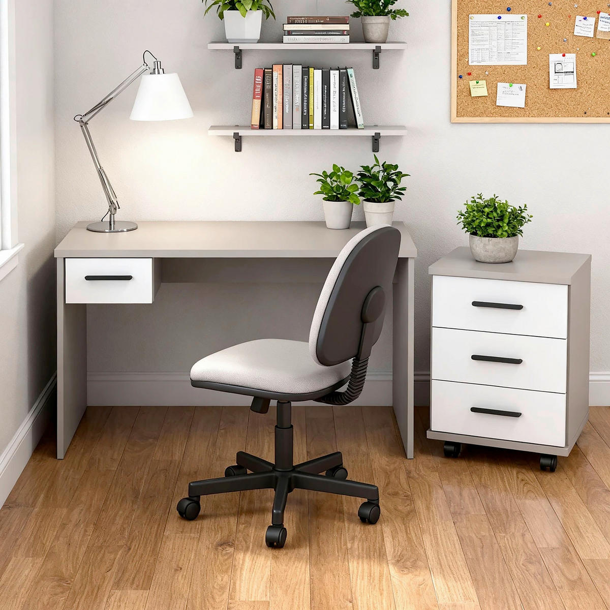 SCHREIBTISCH 140/70/72 cm Grau, Weiß, Sahara seitenverkehrt montierbar  - Schwarz/Weiß, Design, Holzwerkstoff/Kunststoff (140/70/72cm) - Carryhome