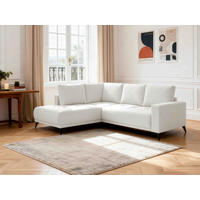 ECKSOFA RAFAEL Weiß Struktur Rückenkissen, Bettkasten  - Schwarz/Weiß, Design, Textil/Metall (218/269cm) - P & B