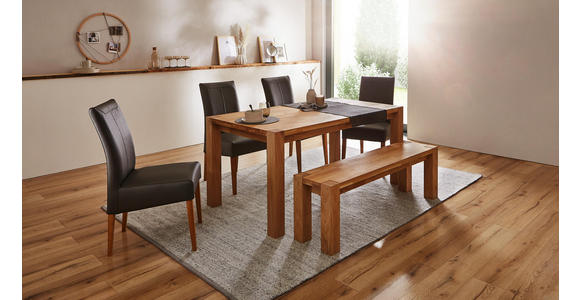 STUHL in Leder Grau - Eichefarben/Grau, KONVENTIONELL, Leder/Holz (48/97/63cm) - Cantus