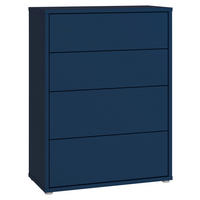 KOMMODE , 75/99/35 cm, 4 Schublade(n)  - Silberfarben/Dunkelblau, Trend, Holzwerkstoff/Kunststoff (75/99/35cm) - Carryhome