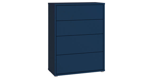 KOMMODE , 75/99/35 cm, 4 Schublade(n)  - Silberfarben/Dunkelblau, Trend, Holzwerkstoff/Kunststoff (75/99/35cm) - Carryhome
