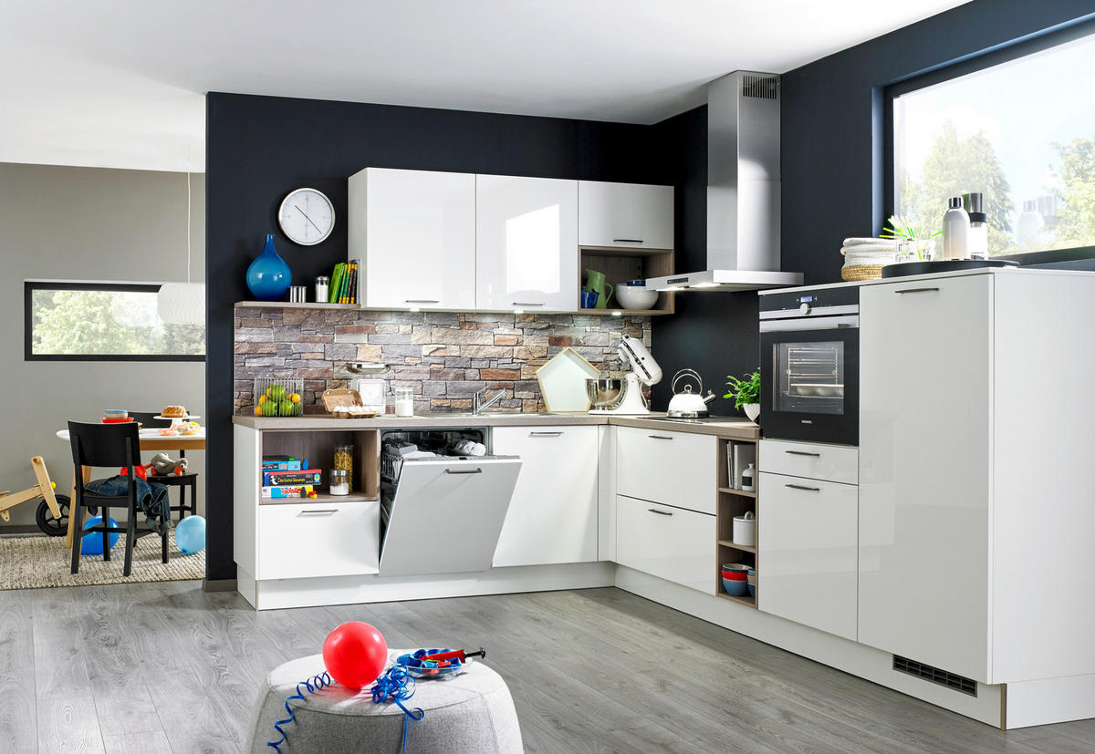 EINBAUKÜCHE FARO  - Weiß, Design, Holzwerkstoff - Moderano