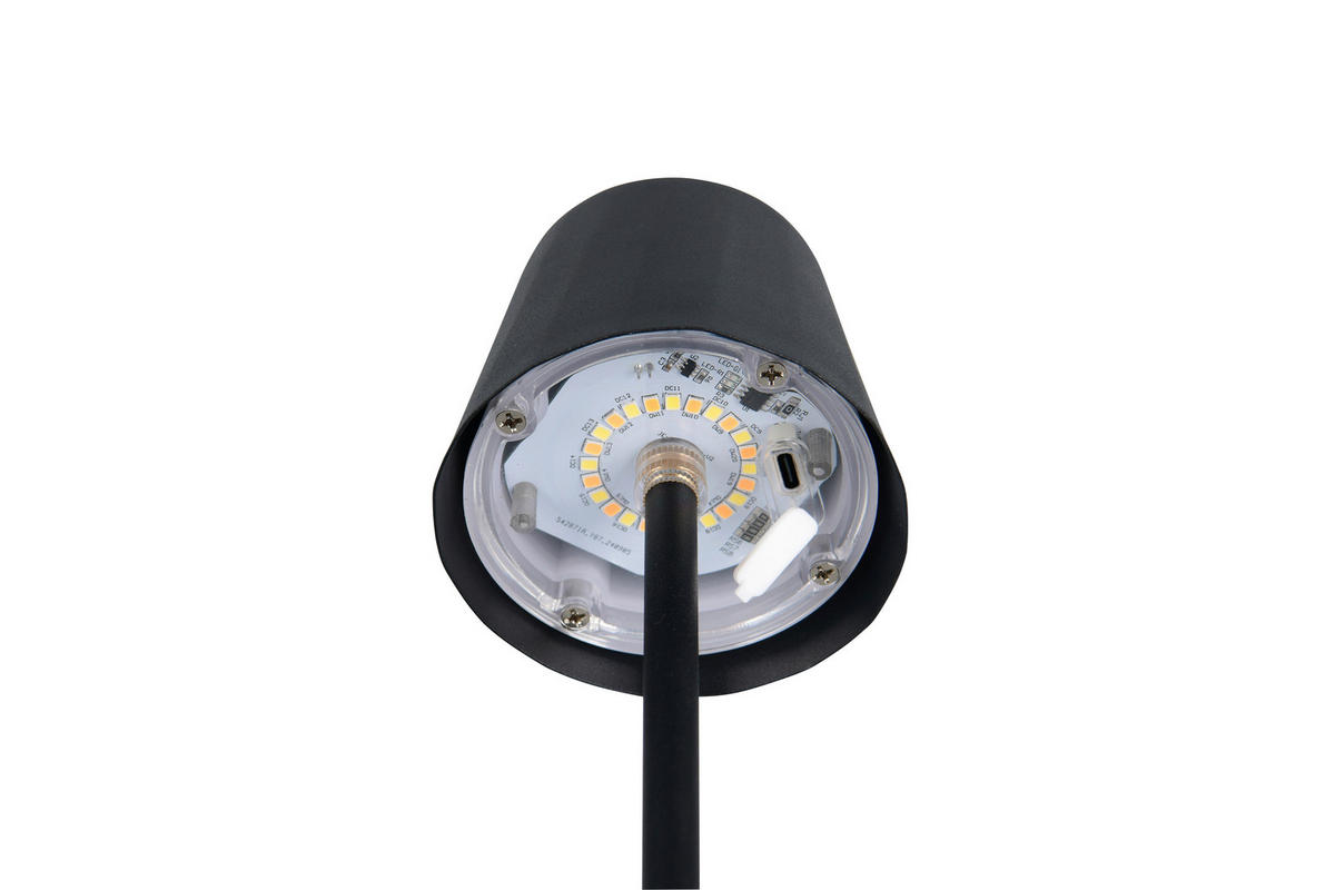 AKKU-TISCHLEUCHTE - Schwarz, Design, Metall (8,5/21cm)