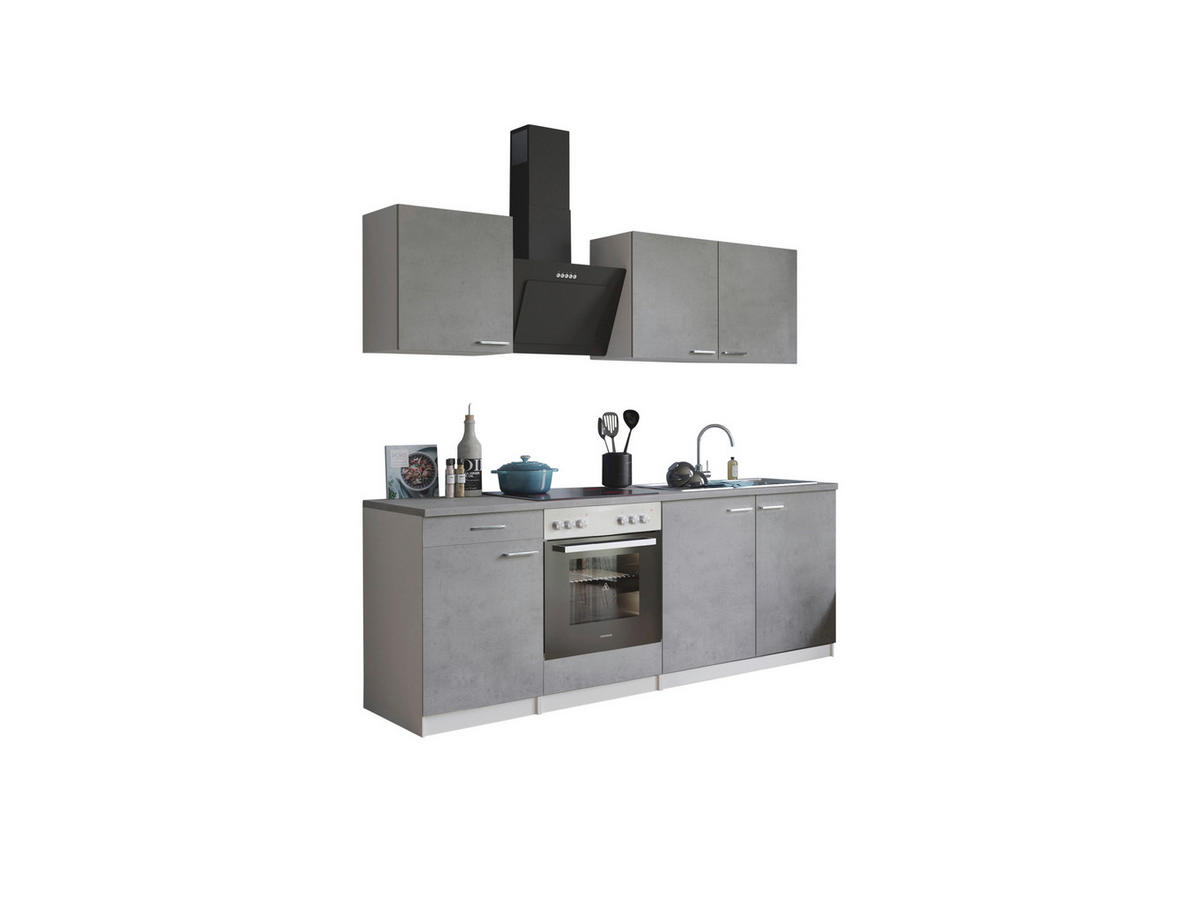 MODULKÖK 210 cm   i grå, vit  - stålfärgad/vit, Basics, metall/trämaterial (210cm) - Respekta