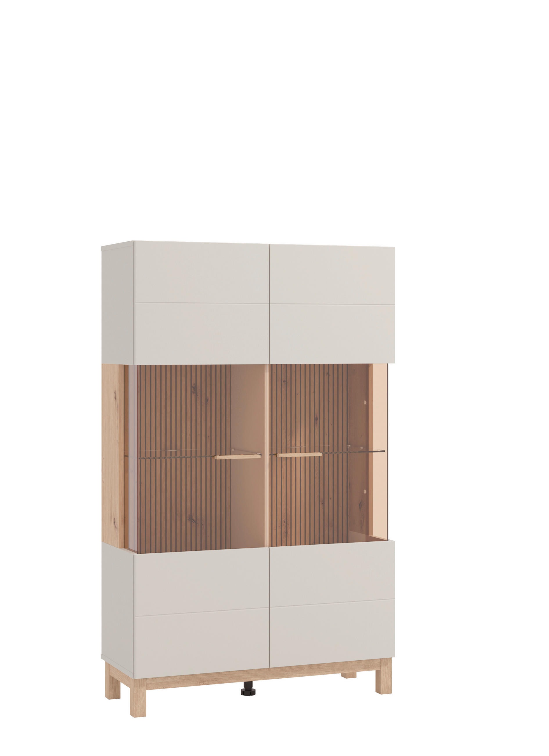 VITRÍNA, kašmírová, dub artisan, 90/35/146,5 cm - kašmírová/dub artisan, Basics, kompozitní dřevo/plast (90/35/146,5cm) - Hom`in