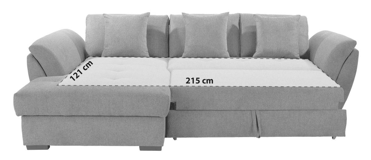ECKSOFA Anthrazit Zierkissen, Bettkasten, Schlaffunktion, Rücken echt  - Anthrazit/Schwarz, KONVENTIONELL, Kunststoff/Textil (187/278cm) - MID.YOU