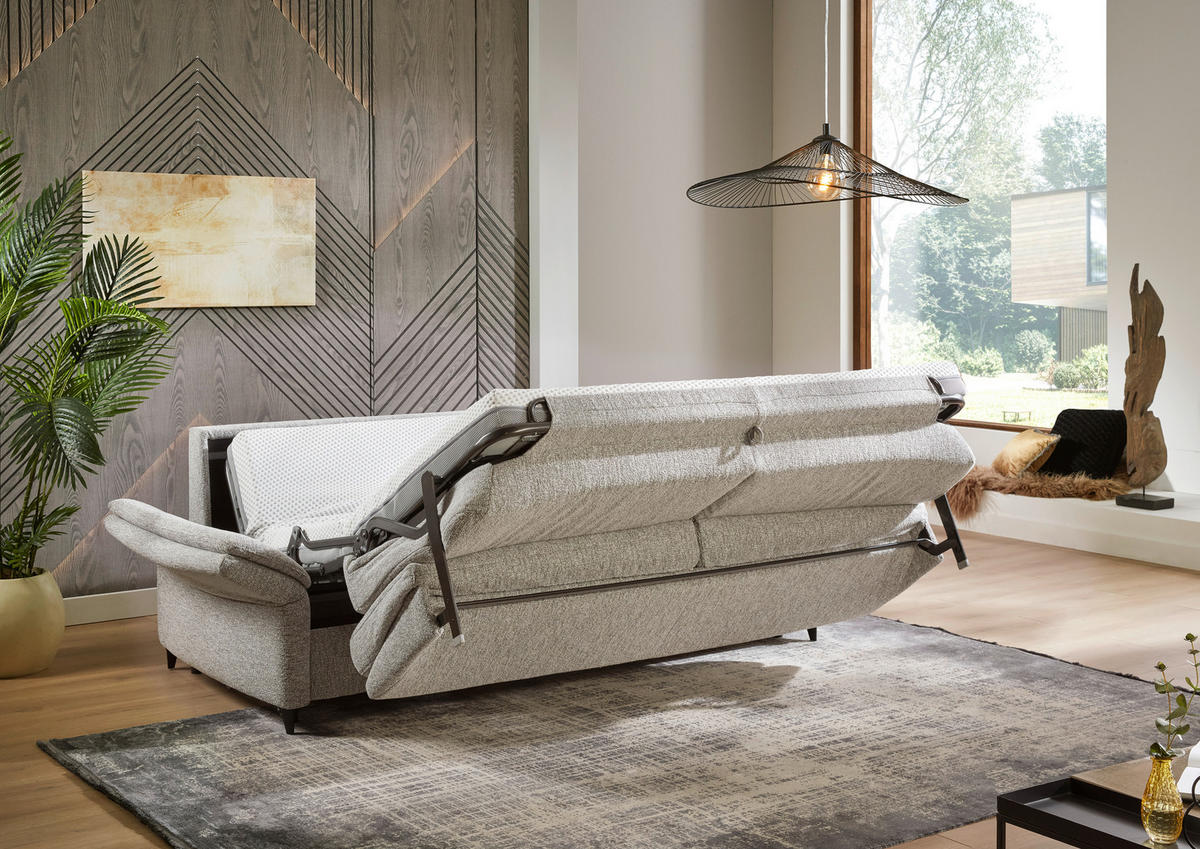 KANAPÉÁGY textil világosszürke  - világosszürke/fekete, Konventionell, textil/fém (222/87/100cm) - Dieter Knoll