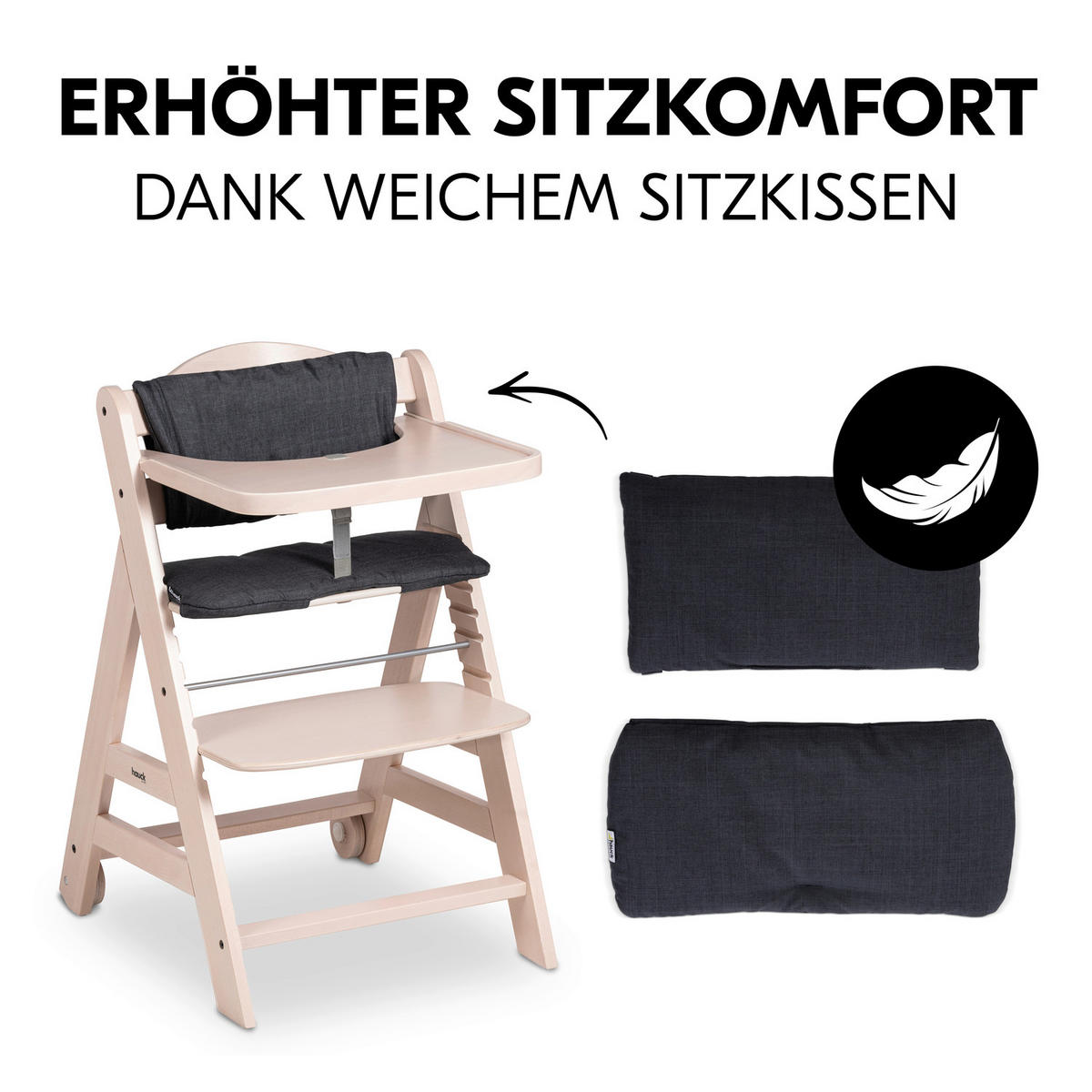 HOCHSTUHL Beta+ Naturfarben, Weiß, Dunkelgrau Whitewashed  - Dunkelgrau/Naturfarben, Basics, Holz (48/79/58cm) - Hauck