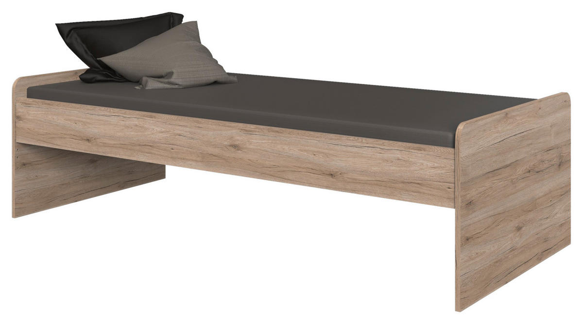 POSTELJA 90 cm   x 200 cm  , leseni material hrast san remo  - hrast san remo, Konvencionalno, leseni material (90/200cm) - Carryhome
