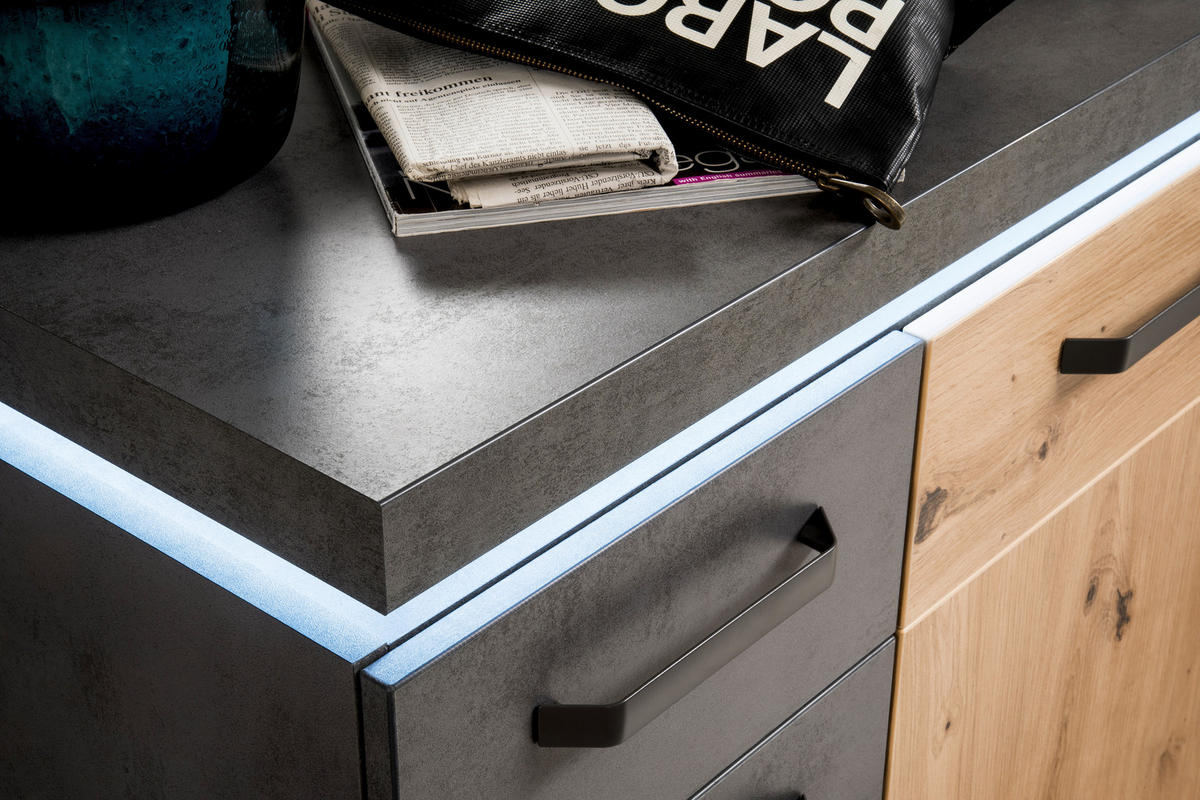 SCHUHSCHRANK 75/99/38 cm  - Eichefarben/Anthrazit, Design, Holzwerkstoff/Metall (75/99/38cm) - Voleo