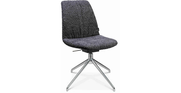STUHL in Aluminium Bouclé Metall, Textil - Lavagrau/Alufarben, Design, Textil/Metall (46/81,5-84,5/55cm) - Johann Jakob