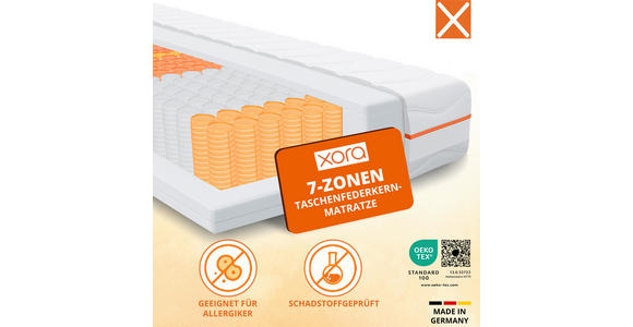 TASCHENFEDERKERNMATRATZE 90/200 cm Höhe ca. 22 cm  - Weiß, Basics, Textil (90/200cm) - Xora