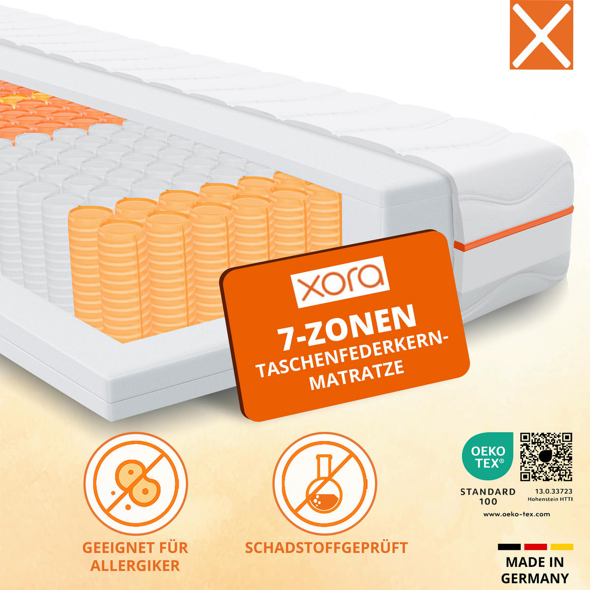 TASCHENFEDERKERNMATRATZE 140/200 cm Höhe ca. 22 cm  - Weiß, Basics, Textil (140/200cm) - Xora