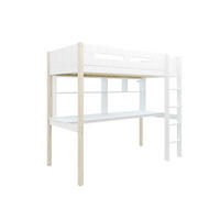 HOCHBETT 90/200 cm,  in Absturzsicherung, Leiter, Schreibtisch, Rollrost  - Weiß/Kieferfarben, MODERN, Holz (90/200cm) - Chameo