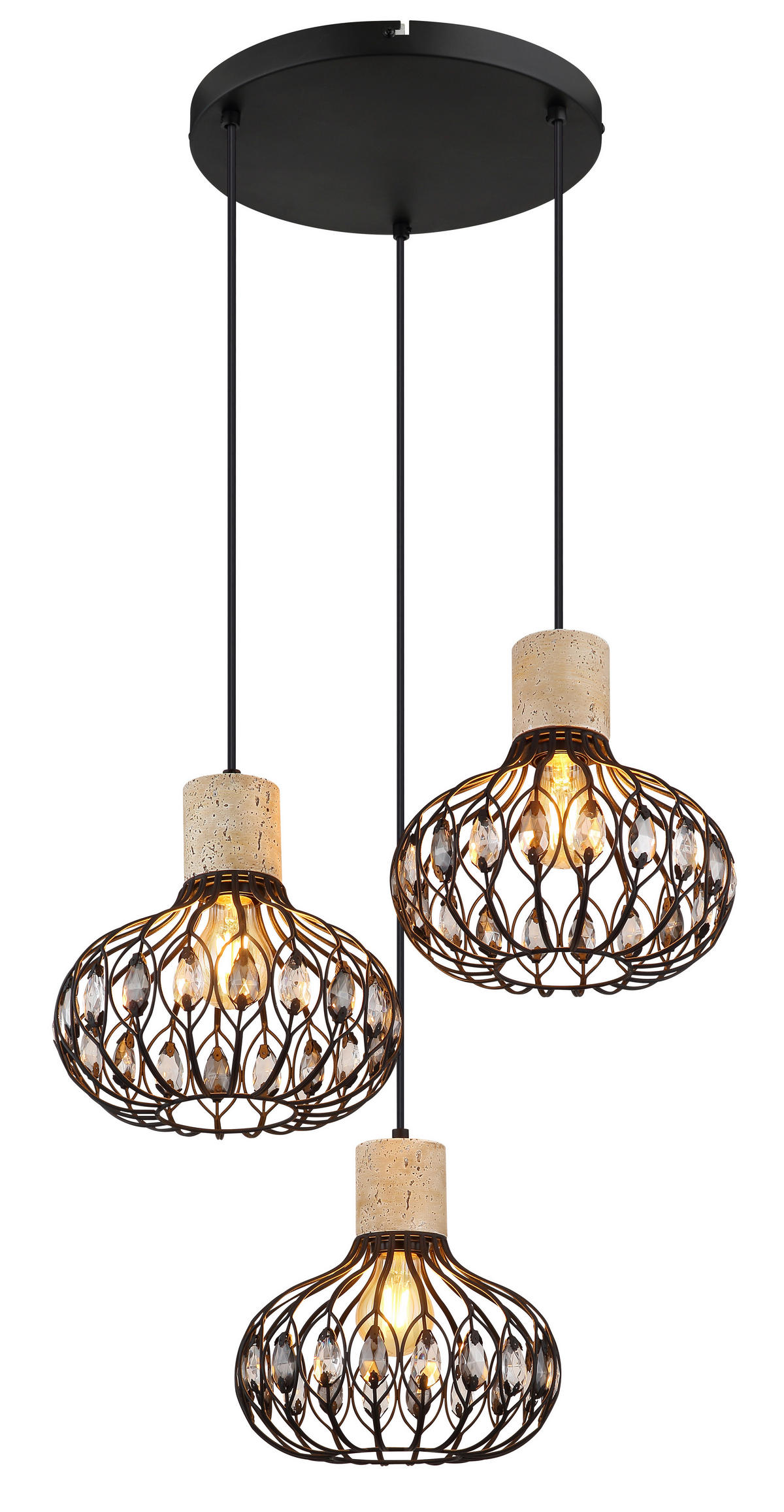 HÄNGLAMPA DORTHY 47/150 cm  - klar/grå, Basics, metall/glas (47/150cm) - Globo