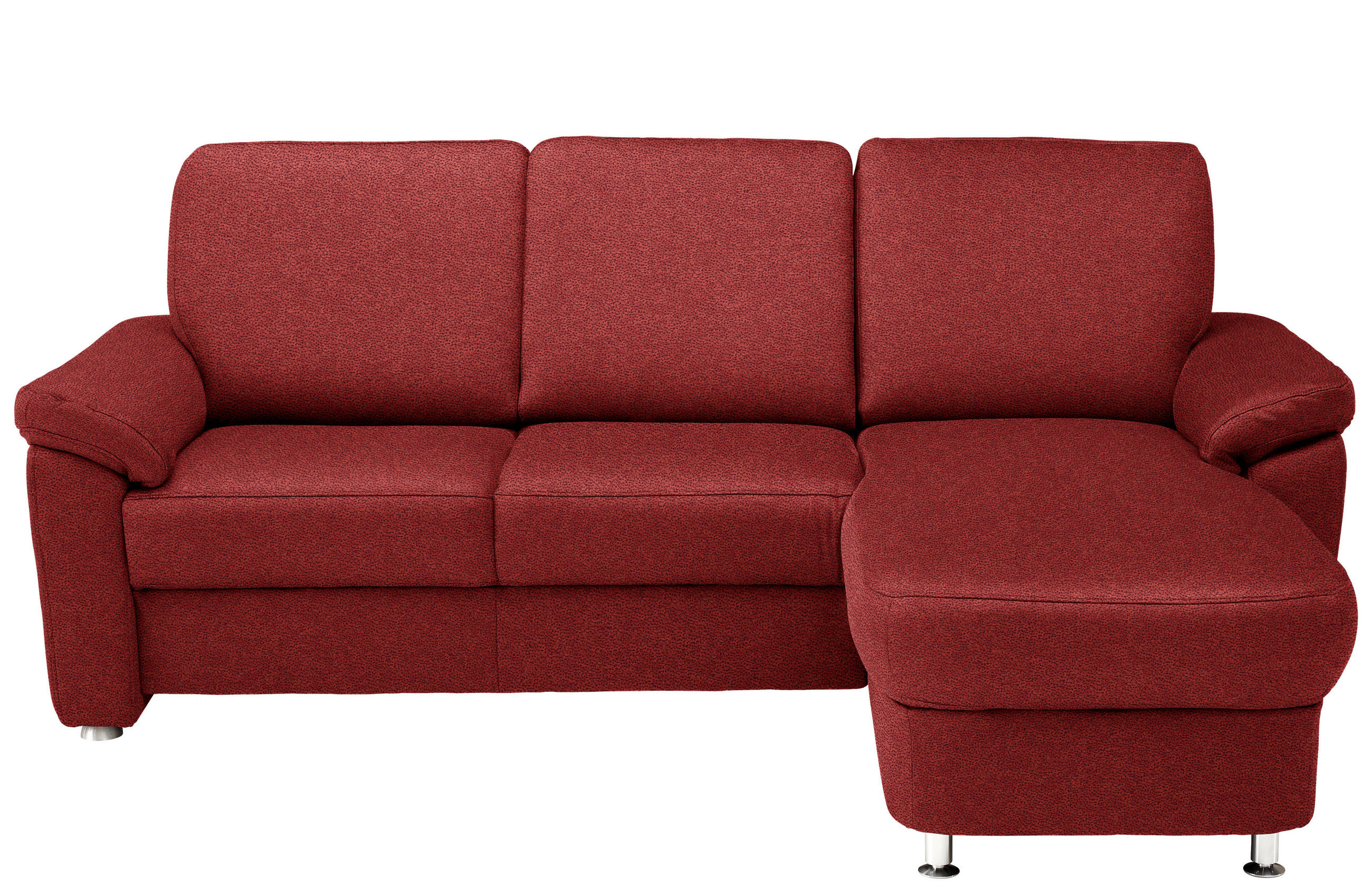 ECKSOFA in Webstoff Rot  - Chromfarben/Rot, Konventionell, Textil/Metall (220/163cm) - Beldomo System