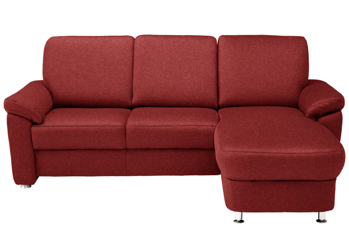 ECKSOFA in Webstoff Rot  - Chromfarben/Rot, Konventionell, Textil/Metall (220/163cm) - Beldomo System